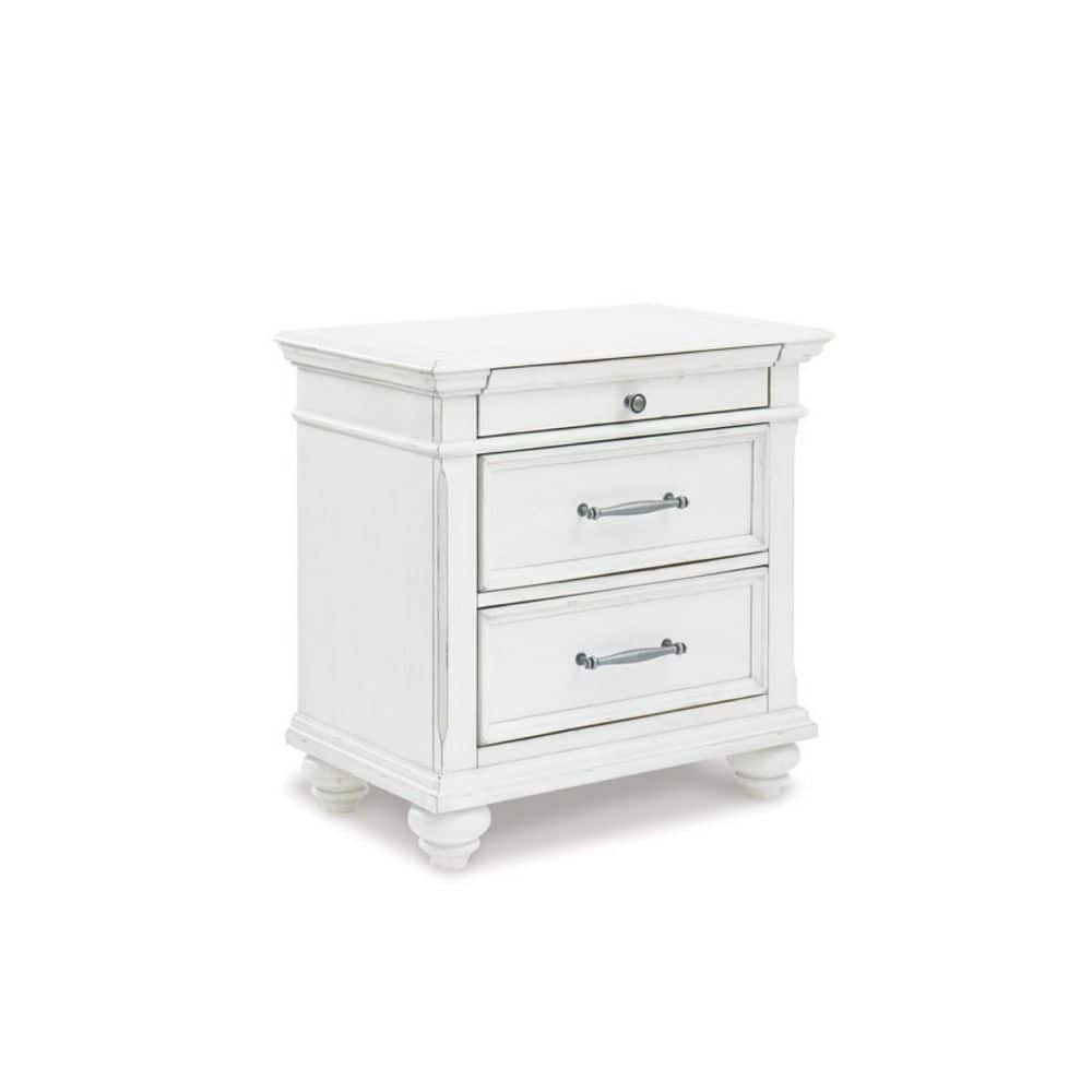 Signature DESIGN BY ASHLEY Kanwyn Distressed White 3 Drawer