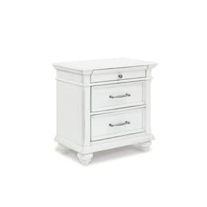 Kanwyn Distressed White 3 Drawer Nightstand