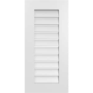 16 in. x 34 in. Rectangular White PVC Paintable Gable Louver Vent Functional