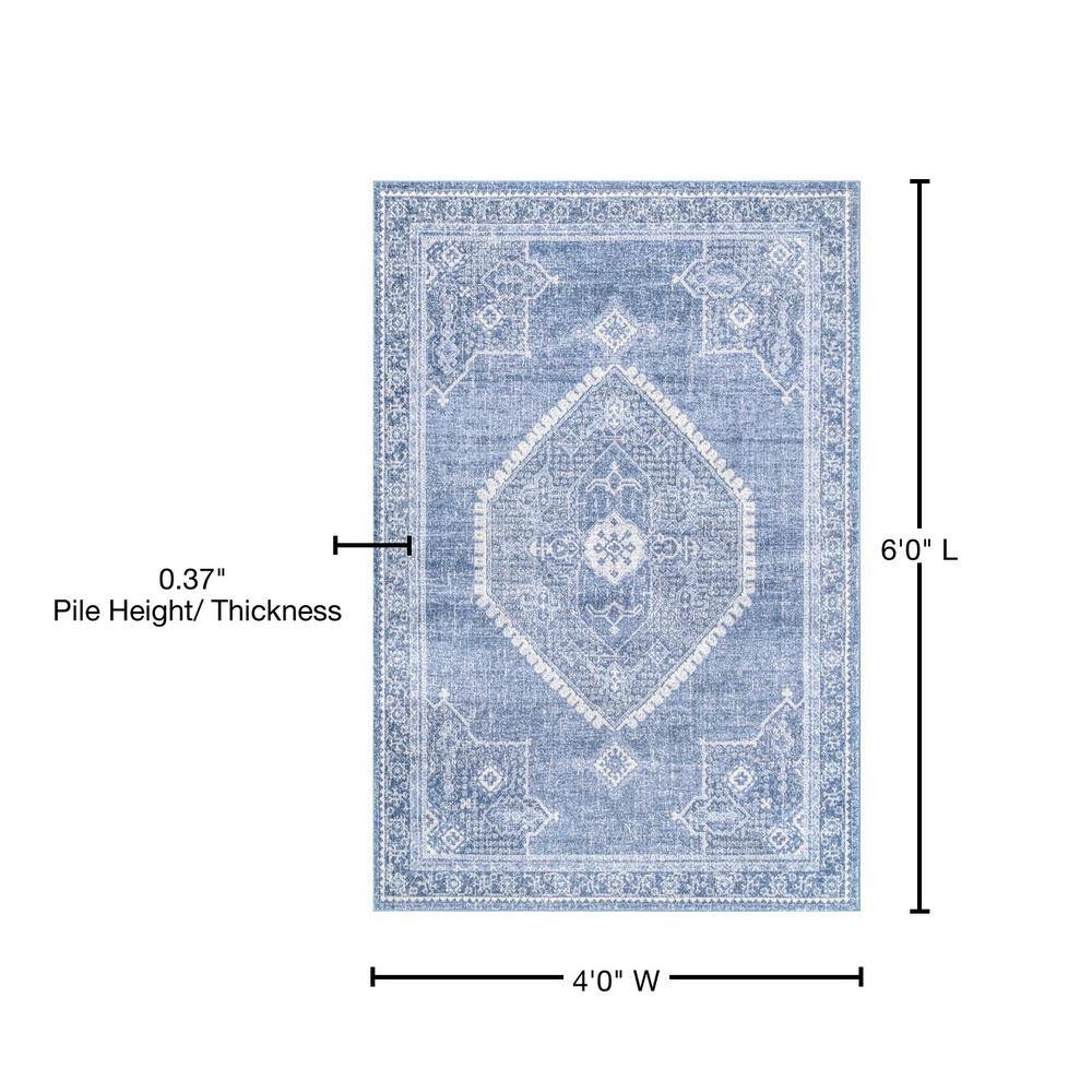 Reversible Blue Synthetic 4' x 6' Rectangular Area Rug