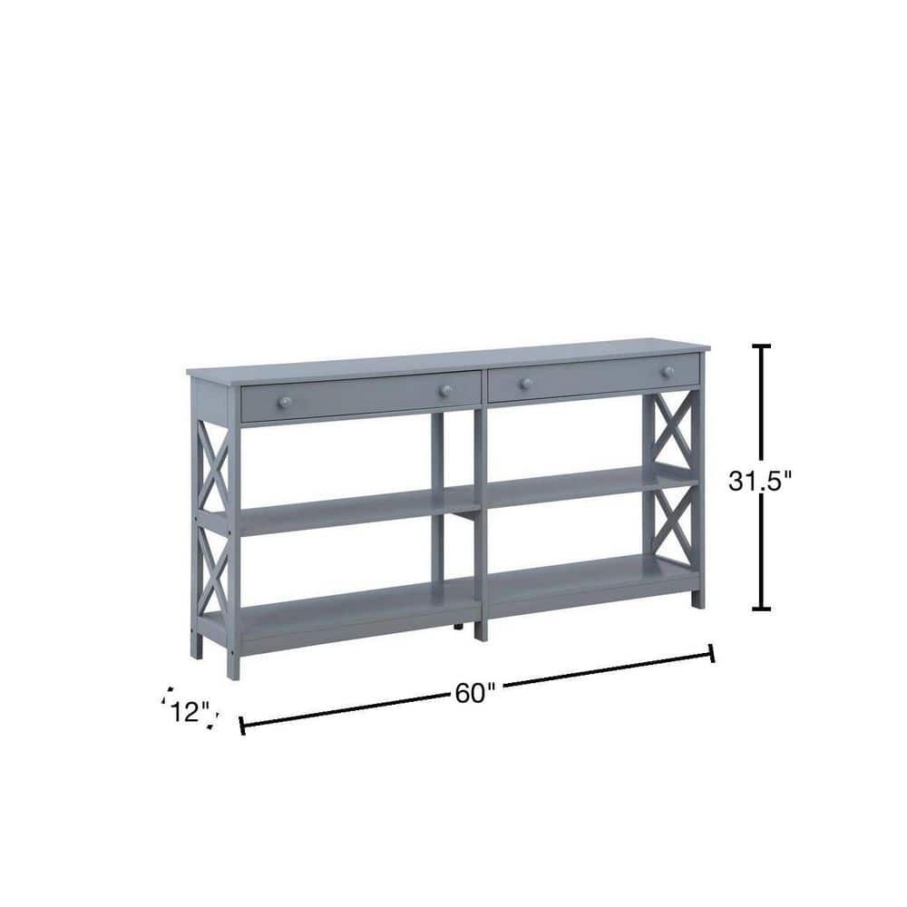 Oxford Gray 60" Wood and Metal Console Table with Storage