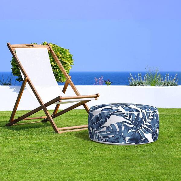 Outdoor Foot Rest Fabritones Inflatable Footstool Ottoman Navy