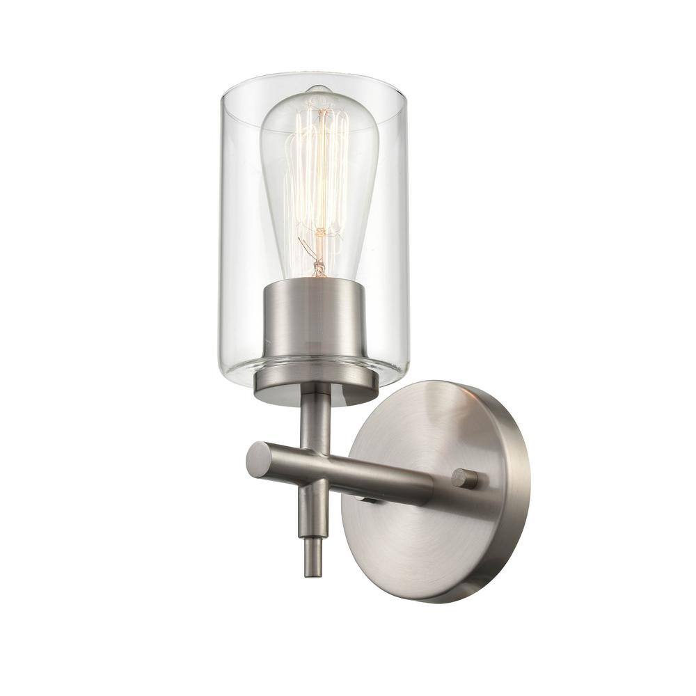 Elegant Brushed Nickel Dimmable Wall Sconce with Clear Glass Shade