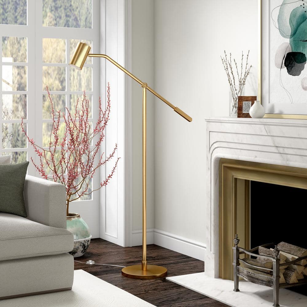 Adjustable Brass Pharmacy Floor Lamp with Smart Assistant Compatibility