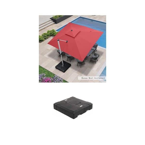 10 ft. x 12 ft. Aluminum Cantilever Patio Umbrella and 286 lbs. Square Patio Umbrella Base Combo