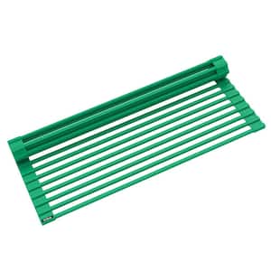 Multipurpose Green Over-Sink Roll-Up Dish Drying Mat Rack