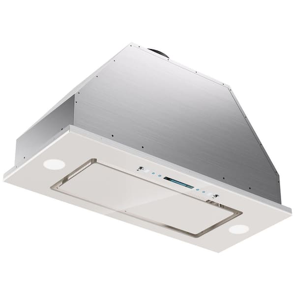 30 in. 900 CFM Convertible Insert Range Hood in Stainless Steel and White Glass with Adjustable LED and Gesture Control