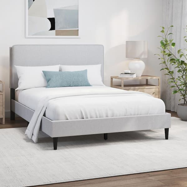 Hillsdale Emslie Gray Queen Upholstered Bed with Pillow Headboard