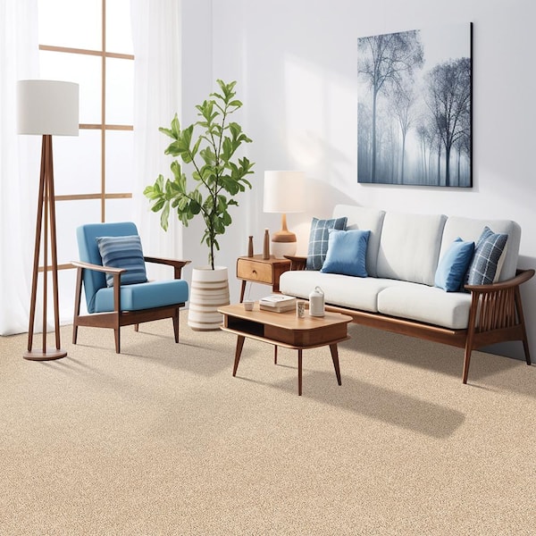 Hainsridge - Saltwater Taffy Beige 68 oz. Triexta Texture Installed Carpet