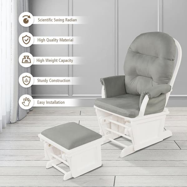 Costway Light Grey Baby Nursery Relax Rocker Rocking Chair Glider