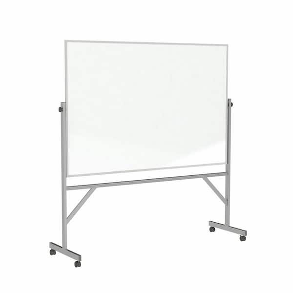ghent 4 x 6 ft. Reversible Mobile Whiteboard, Satin Aluminum Frame, White