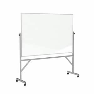 4 x 6 ft. Porcelain Reversible Mobile Whiteboard, Satin Aluminum Frame, White