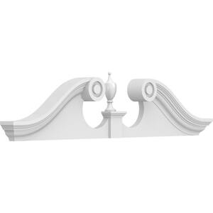 40 in. W x 10 in. H x 2-3/4 in. P Rams Head Signature Urethane Pediment (Urn Ships Unattached in Box), Primed Tan