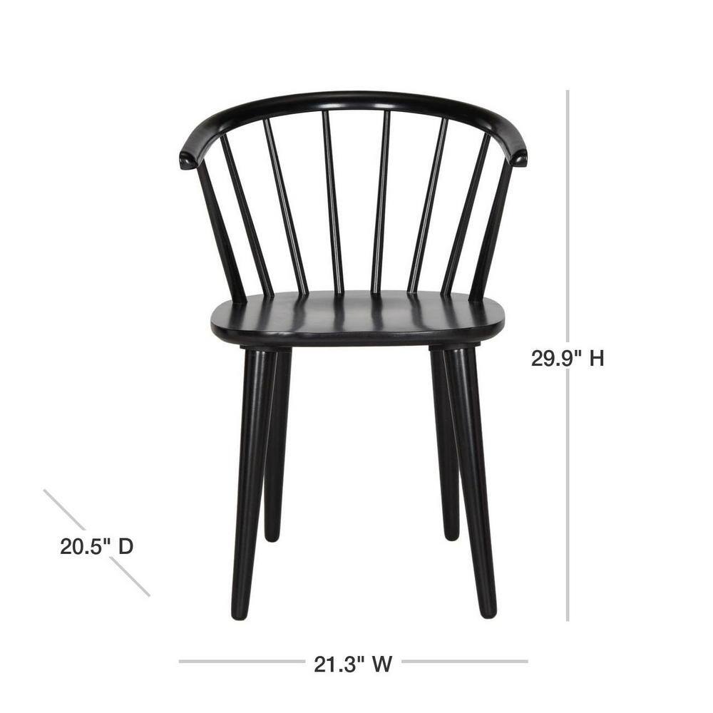 Black Rubberwood Low Windsor Dining Side Chair Set