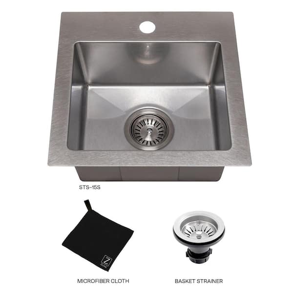 Pro 15 in. Topmount Single Bowl Bar Kitchen Sink in DuraSnow® Stainless Steel