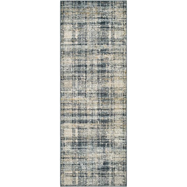 Livabliss Beckham Medium Gray Abstract 3 ft. x 7 ft. Indoor Runner Area Rug