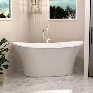 67 in. Acrylic Curve Shaped Flatbottom Non-Whirlpool Double-Ended Full Immerse Soaking Bathtub in White