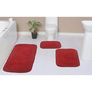 Radiant Collection 100% Cotton Bath Rugs Set, 3-Pcs Set with Runner, Red