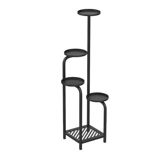5-Tier Black Metal Plant Stand (10.2 in. H W x 46.8 in. H