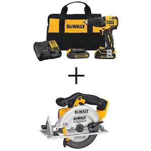 ATOMIC 20-Volt MAX Cordless Brushless Compact 1/2 in. Hammer Drill Kit with 20-Volt 6-1/2 in. Circular Saw (Tool-Only)