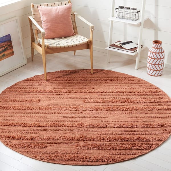 Vermont 8 ft. x 8 ft. Rust/Orange Marle High-Low Round Area Rug