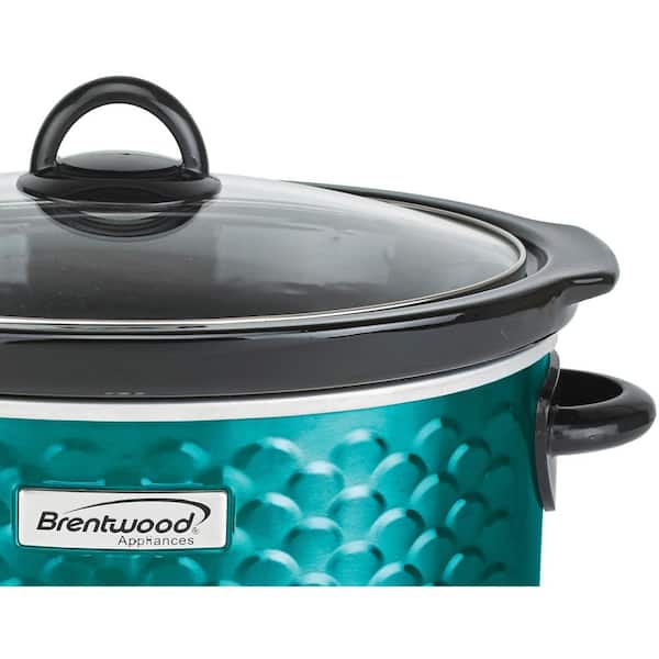 Brentwood Appliances Scallop 4.5 qt. Blue Slow Cooker with