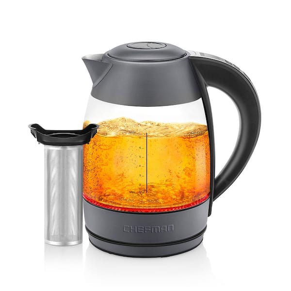 Chefman Glass Electric Kettle Water Boiler with Tea Infuser, Temperature  Control