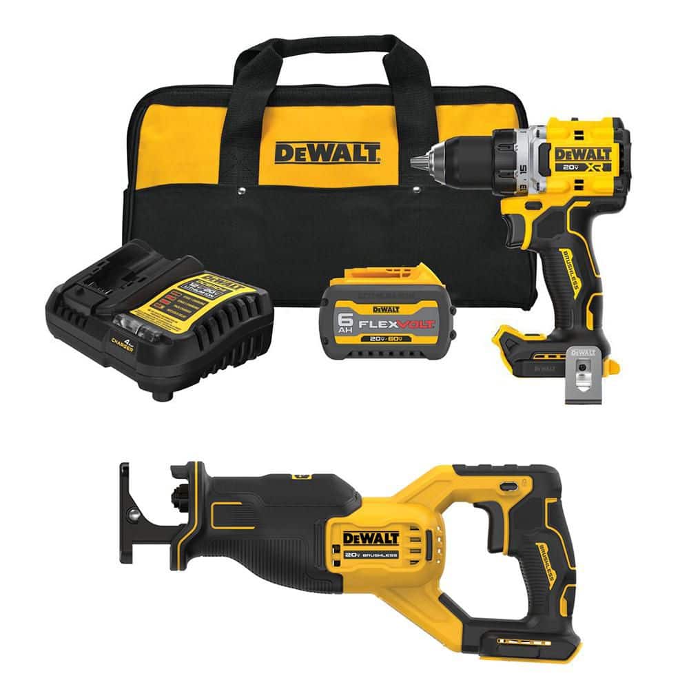 20V MAX XR Lithium-Ion Brushless Cordless 1/2 in. Drill/Driver Kit and Recip Saw w/ 6 Ah FLEXVOLT Battery, Charger & Bag price history on PriceWatchPro