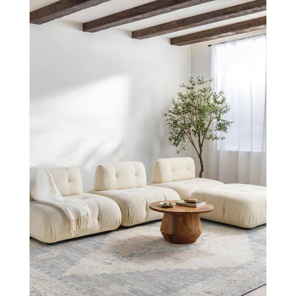 Luca Blue and Ivory Rectangular Wool Blend Area Rug