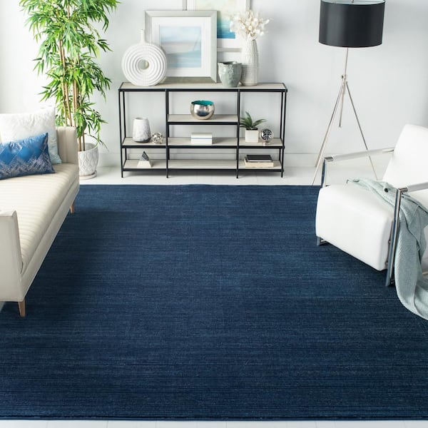 Vision Navy 8 ft. x 8 ft. Solid Marle Square Area Rug