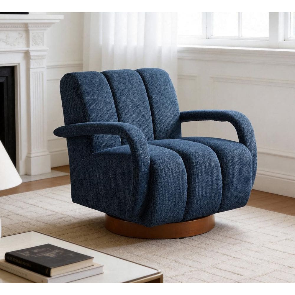Art Leon Cove Blue Fabric Swivel Accent Arm Chair SF092-1-BU-F