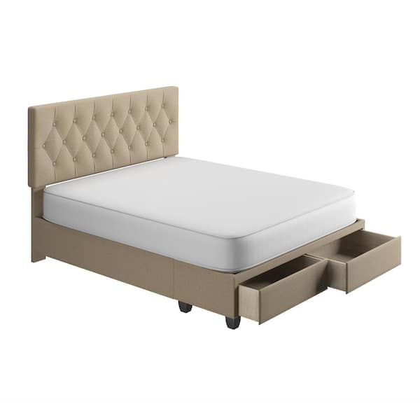 Rest Rite Everleigh Creme With Storage, Bed Frame With Storage Boxes