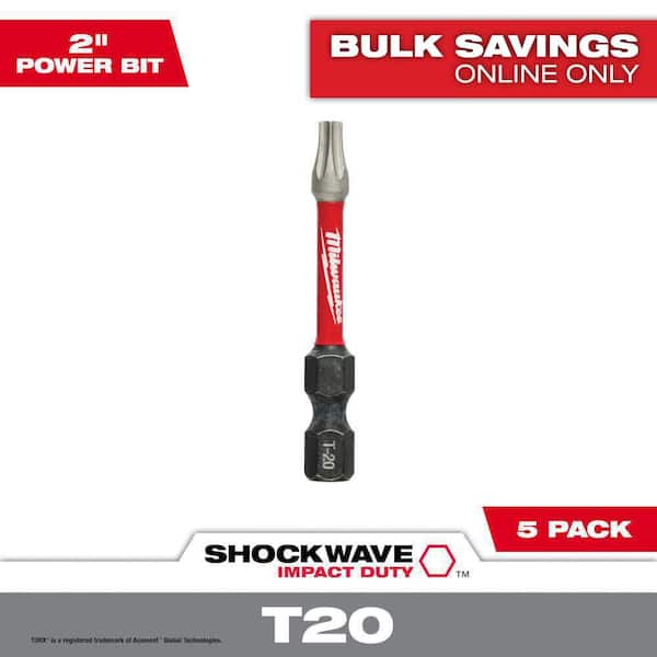 Milwaukee SHOCKWAVE Impact Duty 2 in. T20 Torx Alloy Steel Screw Driver Bit (5-Pack)