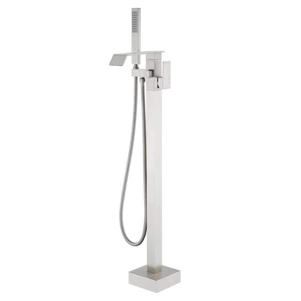 UKISHIRO Single-Handle Freestanding Tub Faucet with Hand Shower in Brushed Nickel