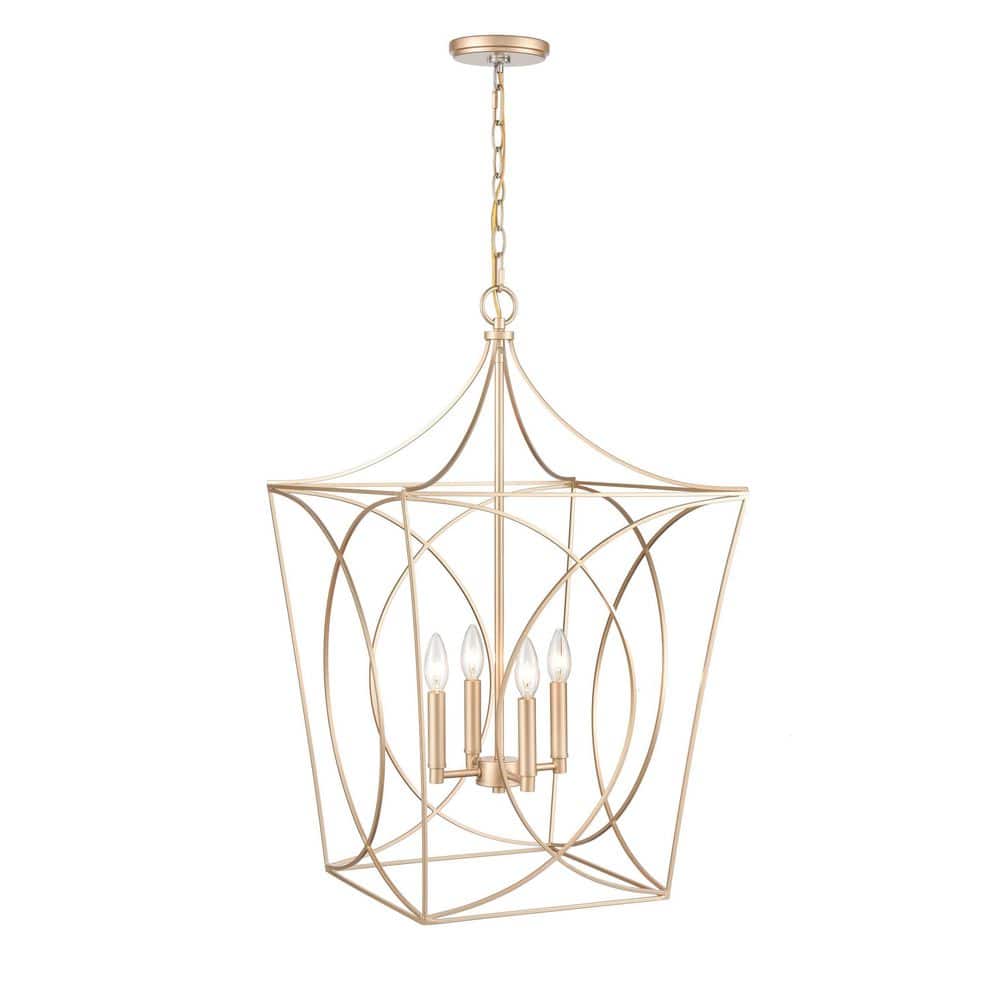 Modern Gold 4-Light Geometric Pendant Light