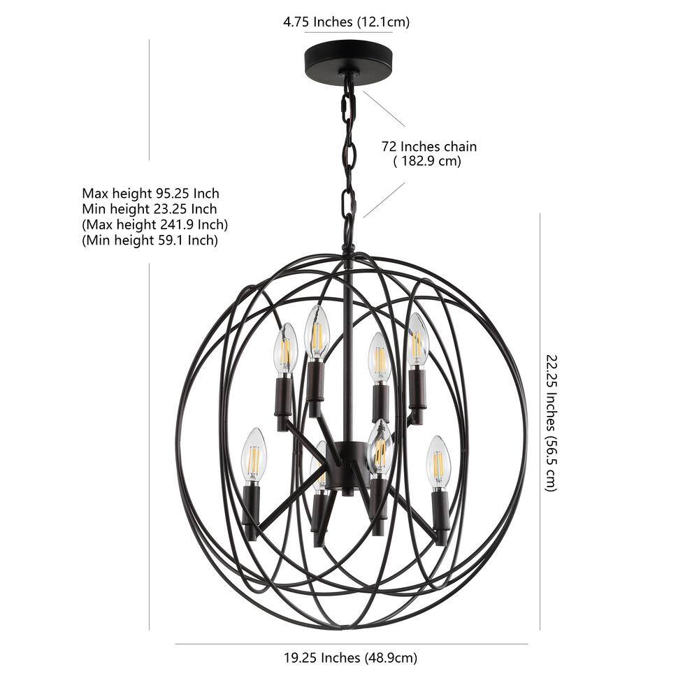 Contemporary Gray Iron-Finished 8-Arm Globe Pendant