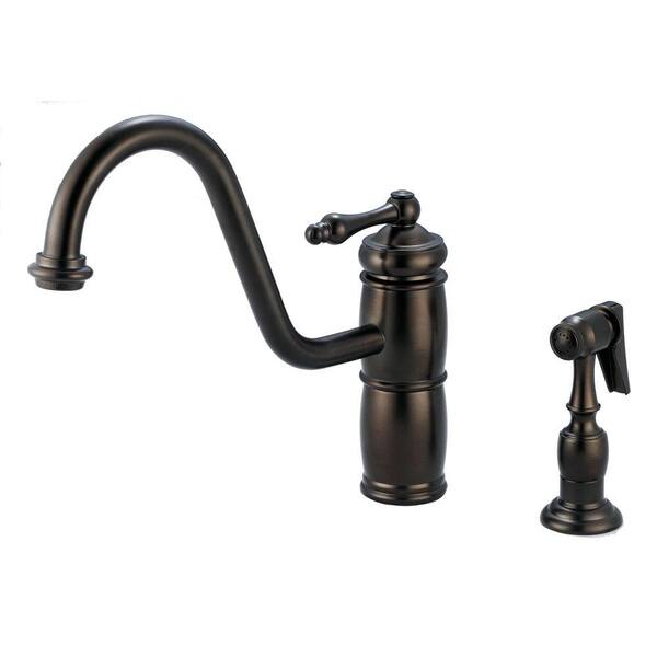 Artisan Premium Single-Handle Standard Kitchen Faucet with Side Sprayer in Antique Bronze