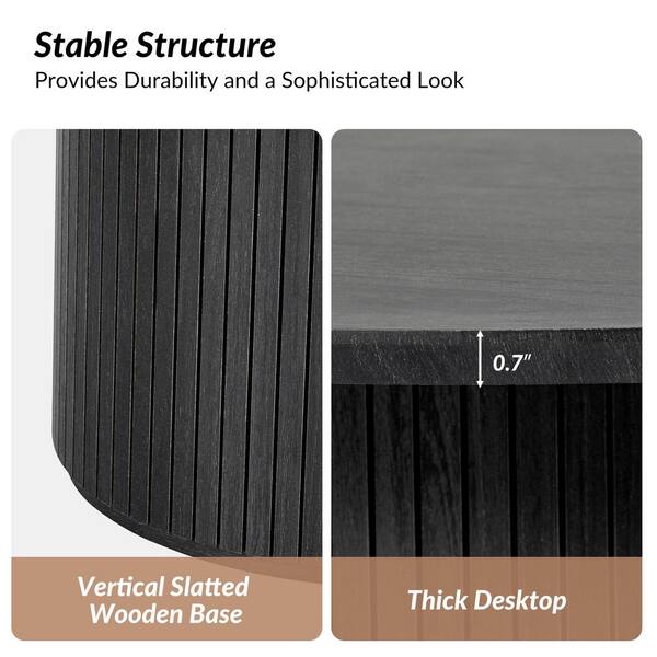 JAYDEN CREATION Phil Charcoal 31.5 in. Round Wood Modern 2
