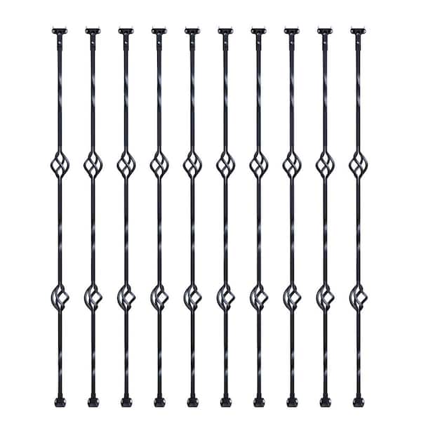 Staircase Metal Balusters 44 x 1/2 in. Galvanized Steel Decorative Banister Spindles 10-Pack Deck Baluster