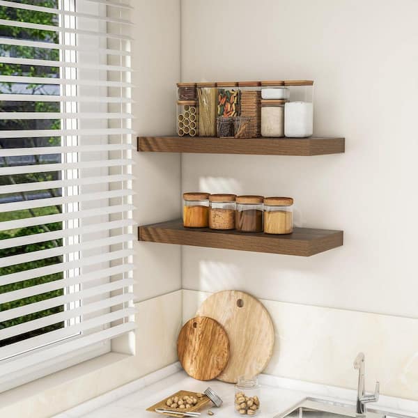 24 in. W x 8 in. D Walnut Floating Shelves Decorative Wall Shelf