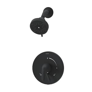 Elm Single Handle Wall Mount Shower Trim Kit with Integral Volume Control in Matte Black (Valve Not Included)