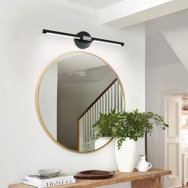 Nafissa 23.78 in. Black and Nickel LED Vanity Light Bar with 6000K White Light, 15W for Bathroom Living Room Bedroom