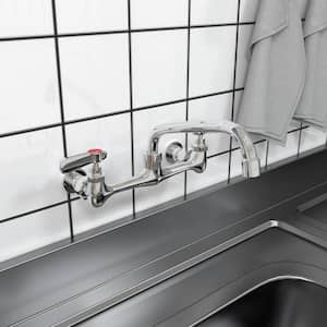 2-Handle Kitchen Faucet Wall Mount in Polish Chrome