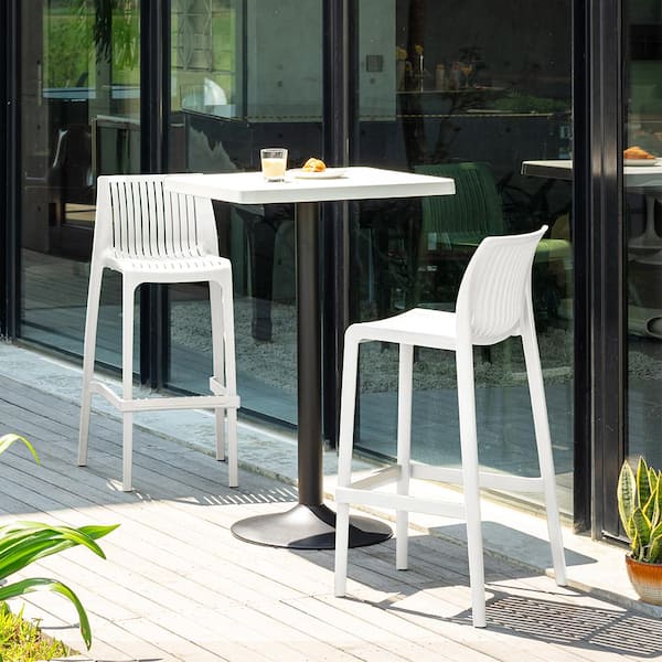 Lagoon Milos White Stackable Resin Outdoor Bar Stool (2-Pack)