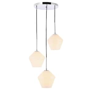 Timeless Home Grant 3-Light Chrome Pendant with Frosted Glass Shade