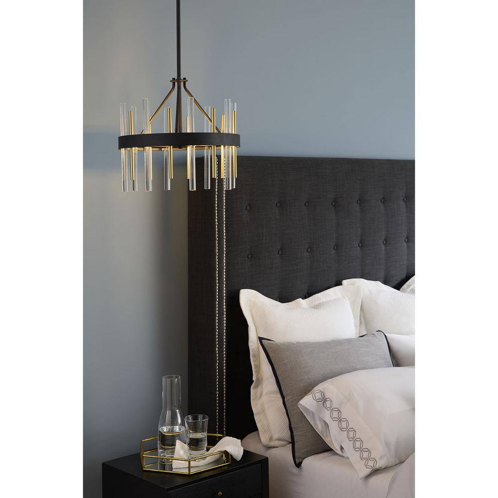 Orrizo 16" Black and Gold Semi-Flush Mount Light