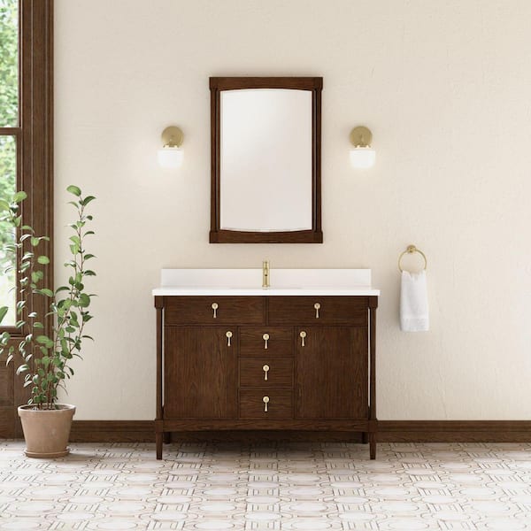 Kinnsden 48.0 in. Single Bath Vanity in Sable Oak with White Zeus Quartz Top