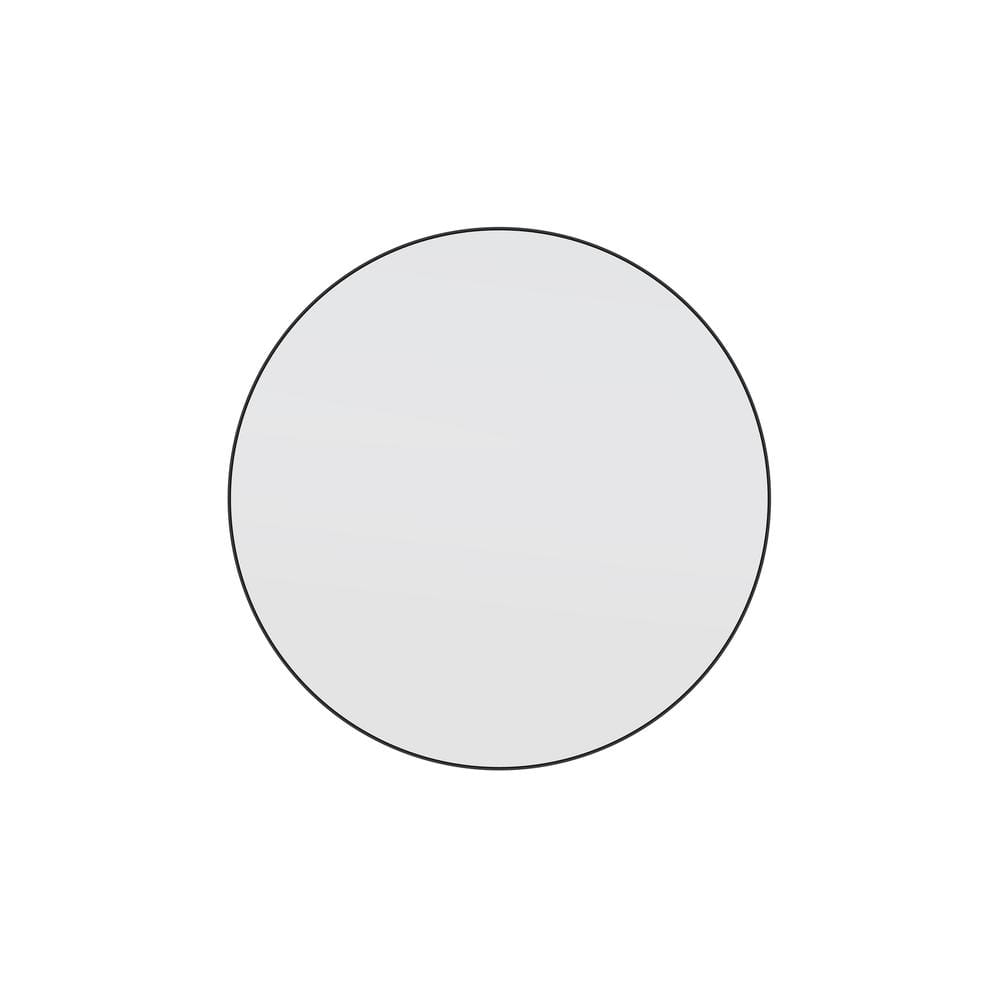 Trinity 28" Round Black Wood Framed Modern Mirror