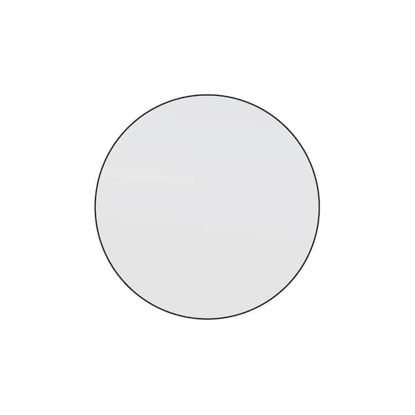 28 in. W x 28 in. H Framed Round Bathroom Vanity Mirror in Black
