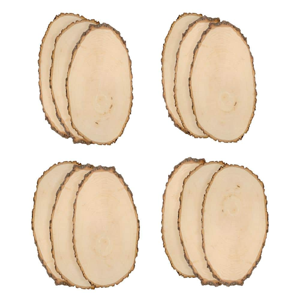 Walnut Hollow 1 in. x 11 in. x 11 in. Basswood Large Round Live Edge Project Panel (12-pack)